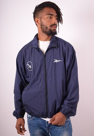 REEBOK MENS VINTAGE TRACKSUIT TOP JACKET MEDIUM BLUE 90S