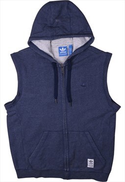 Vintage 90's Adidas Gilet Vest Sleeveless Hooded Blue Large