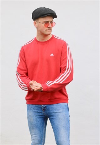 ADIDAS USA MINIMALIST SCARLET RED VINTAGE SWEATSHIRT