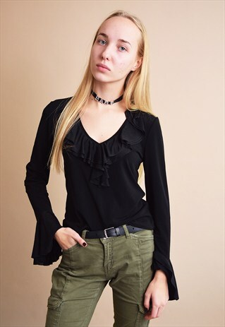 LOVELY 90'S RETRO MINIMALIST GRUNGE MESH BLOUSE TOP