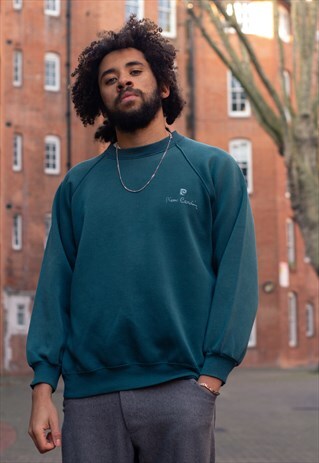 VINTAGE PIERRE CARDIN SWEATSHIRT IN A TEAL COLOURAY