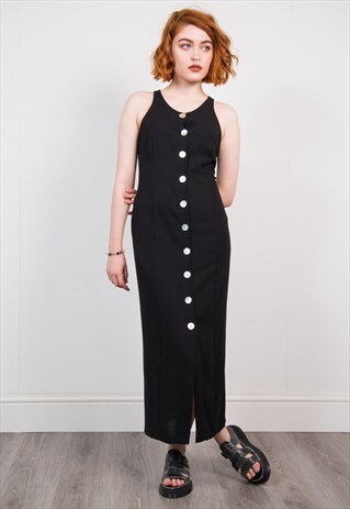 VINTAGE 90'S BLACK GRUNGE MIDI DRESS