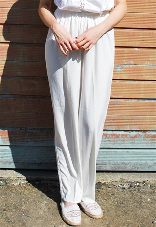 VINTAGE 90S WHITE SILKY TROUSERS