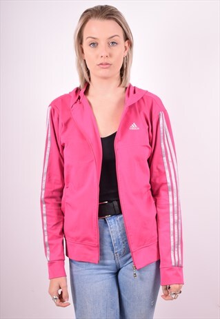 ADIDAS WOMENS VINTAGE HOODIE JACKET XL PINK 90'S