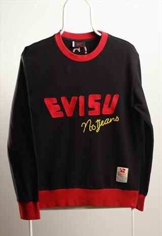 VINTAGE CREWNECK LOGO SCRIPT SWEATSHIRT BLACK RED