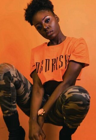 BORN RISKY APPAREL ORANGE W/ BLACK CROP TOP
