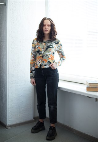 VINTAGE 70'S PATTERNED STRETCHY BLOUSE