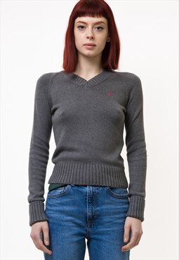 Ralph Lauren Sweater y2k Grey Polo Sweater Jumper 4971