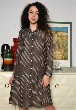 VINTAGE 70S MOD BOHO MIDI DRESS CHIC REVIVAL
