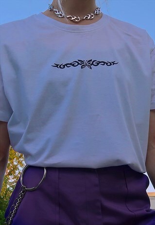 BUTTERFLY TRIBAL Y2K GRAPHIC T-SHIRT 2000S 00S 90S Y2K TOP