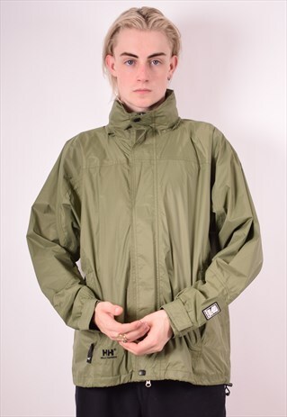 HELLY HANSEN MENS VINTAGE RAIN JACKET MEDIUM KHAKI 90S