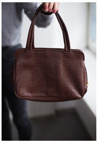 VINTAGE 80'S BROWN LEATHER BAG
