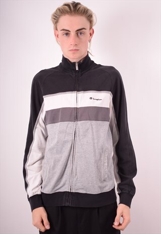 CHAMPION MENS VINTAGE TRACKSUIT TOP JACKET LARGE GREY 90S