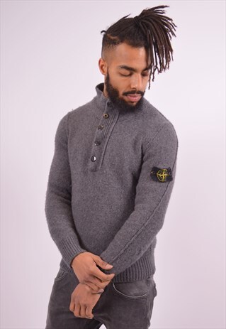 STONE ISLAND MENS VINTAGE JUMPER SWEATER MEDIUM GREY 90S