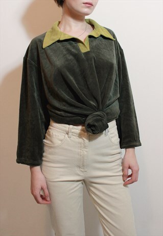 KAKI OVERSIZED VELVET TOP