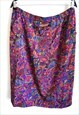 VINTAGE PURPLE SKIRTS MIDI BLUE HIGH WAIST 90S ORNAMENTS