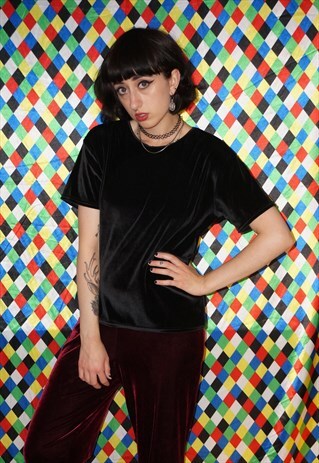 VINTAGE 80'S BLACK VELVET TOP
