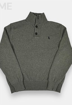 Polo Ralph Lauren vintage grey 1/4 button jumper womans M