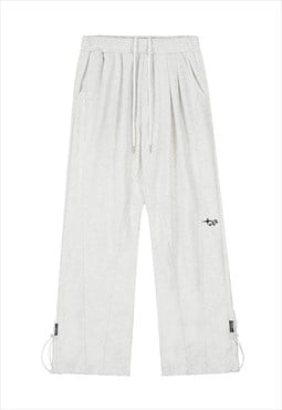Loose fit joggers beam pants straight overalls in white