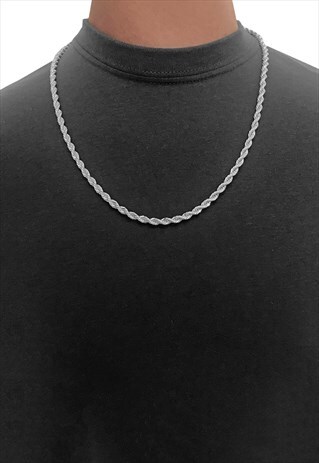 5MM 30" ROPE TWIST SNAKE NECKLACE CHAIN - SILVER