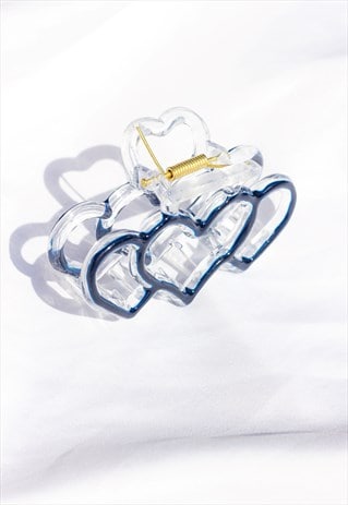 Navy Heart Trio Claw Clip