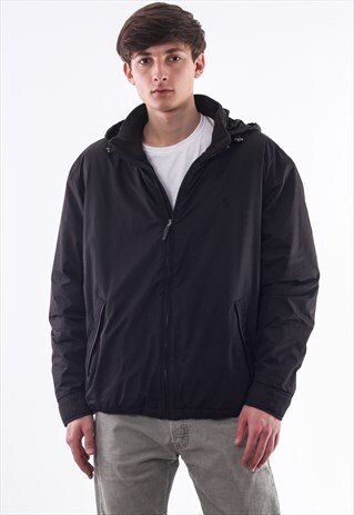 VINTAGE POLO RALPH LAUREN FLEECE LINED COAT BLACK