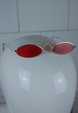 Bright red gold new summer mini oval festival sunglasses
