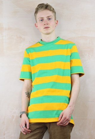 GREEN N GOLD STRIPED SHORT SLEEVED HEAVYWEIGHT TOP