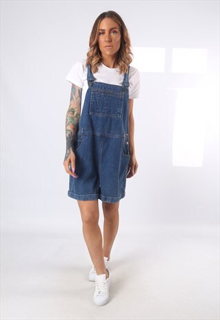 DENIM DUNGAREE SHORTS FORENZA TALL LENGTH UK 16 (51Z)