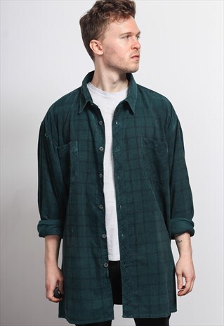 VINTAGE CORDUROY CORD SHIRT GREEN