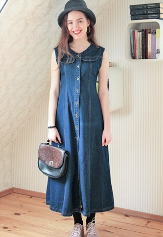 BLUE DENIM SLEVELESS DRESS