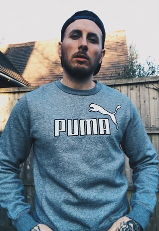VINTAGE PUMA GREY SPELL OUT SWEATER SWEATSHIRT