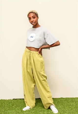 VINTAGE GREEN WIDE LEG TROUSERS 90S