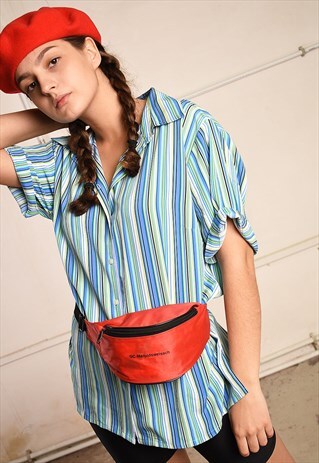 90'S RETRO STRIPED OVERSIZED MOMS SHIRT BLOUSE TOP