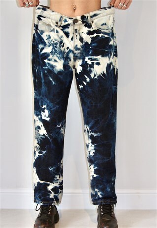 REWORKED ACID WASH Y2K BLEACHED TIE DYE STRAIGHT LEG JEANS
