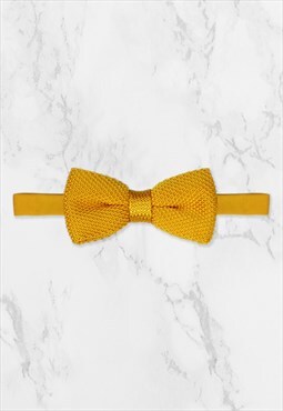 Marigold Yellow Polyester Knitted Bow Tie