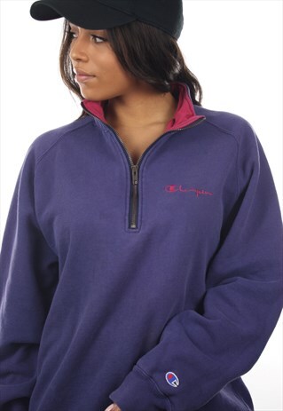 VINTAGE CHAMPION USA 1/4 SWEATSHIRT JUMPER