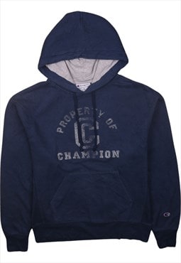 Vintage 90's Champion Hoodie Spellout Pullover Navy Blue