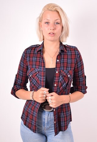 WOMENS VINTAGE SHIRT SMALL MULTI CHECK 90S
