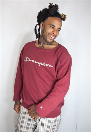 CHAMPION EMBROIDED BROWN SWEATSHIRT