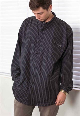 VINTAGE HARLEY-DAVIDSON STRIPED SHIRT LOGO 90S XL 10.4