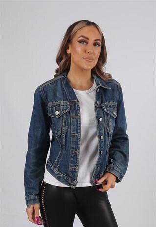 VINTAGE Y2K DENIM JACKET FRENCH CONNECTION UK 8 (53C)