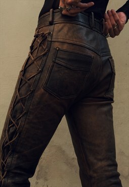 Super Cool Brown Vintage Leather Pants