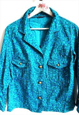 Vintage Blue Aqua Jacket, Denim Outwear Blazer