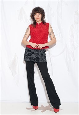 Vintage 90s Crop Blouse in Red