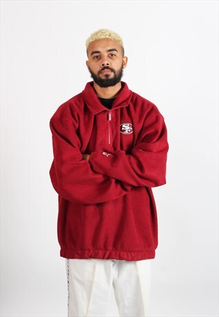 VINTAGE STARTER SAN FRANSISCO 49ERS 1/4 ZIP FLEECE RED