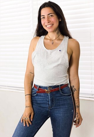 VINTAGE CHAMPION SLEEVELESS T-SHIRT LOGO 90S M 3.6