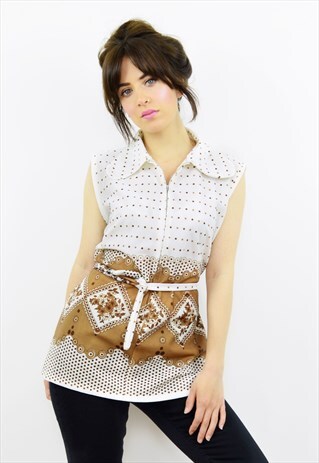 70S SLEEVELESS ZIP UP TUNIC TOP