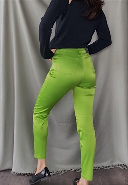 90s vintage VERSACE JEANS couture lime green slim fit trouse