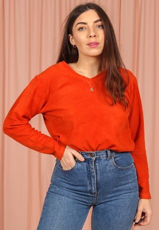 VINTAGE 90S FLEECE SWEATSHIRT IN ORANGE